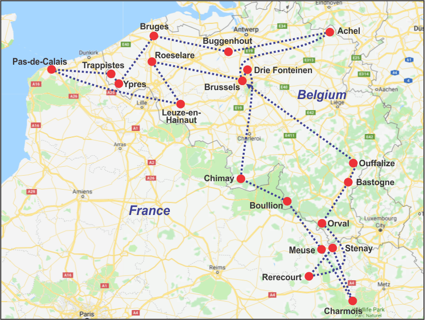 Great Belgium Beer Tour   Great Belgium Beer Tour Map 